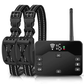 Wireless Electric Dog Fence Waterproof Pet Shock Boundary Containment System Electric Training Collar for Small Medium Large Dogs (Color: black, type: Fence with 2 Collar)