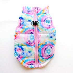 New Dog Clothes Winter Thickened Dog Cotton-padded Jacket Waistcoat Vest Down Silk Cotton Traction Buckle (Option: Rainbow Jacket-L)